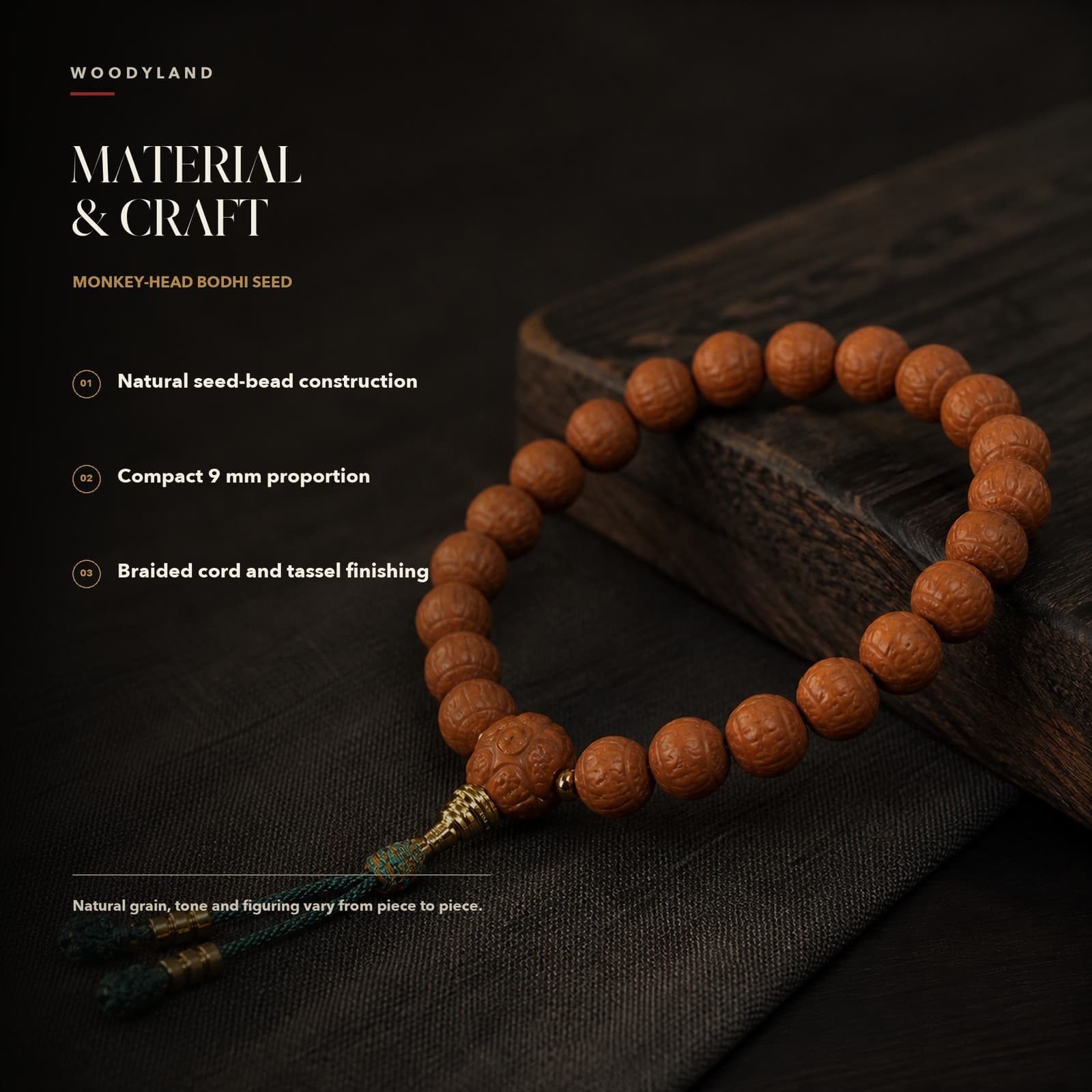 Monkey-Head Bodhi Prayer Bracelet Material & Craft 1