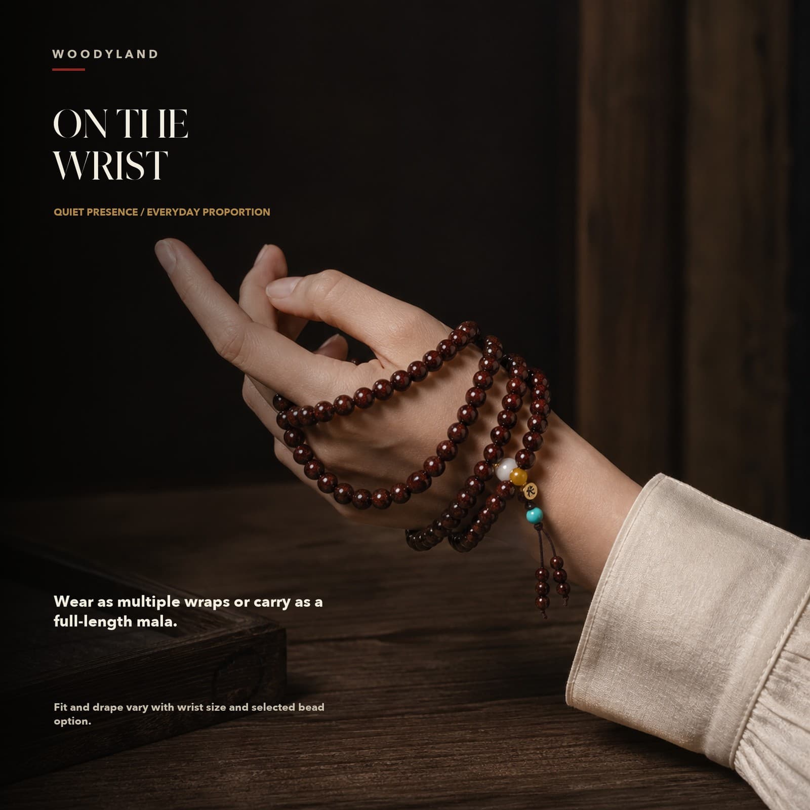 Red Sandalwood Zodiac Mala On the Wrist 1