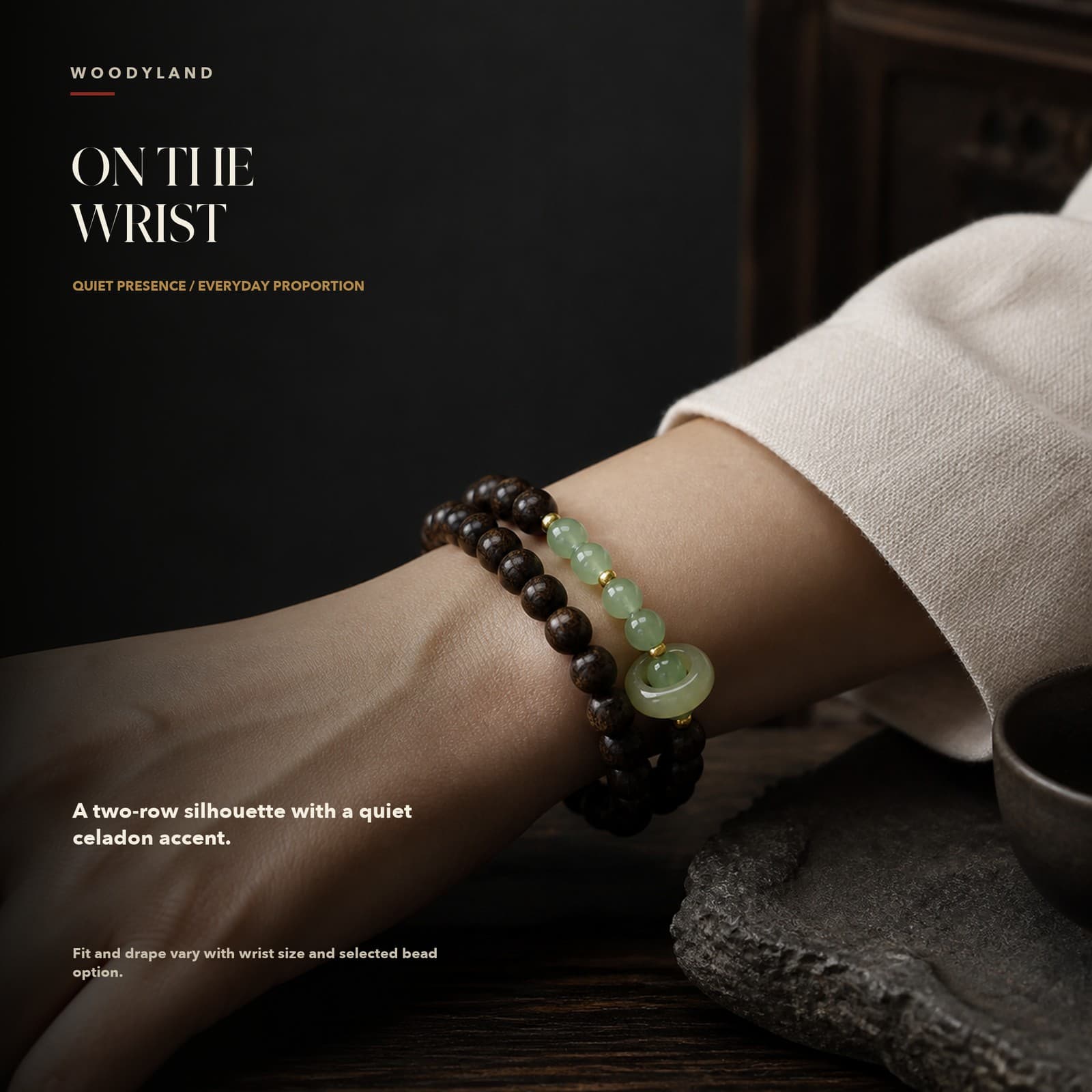 Nha Trang White Qinan Agarwood Bracelet On the Wrist 1